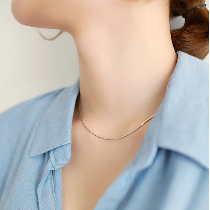 Женский чокер с короткой серебряной цепочкой Милые ожерелья в Корейском стиле