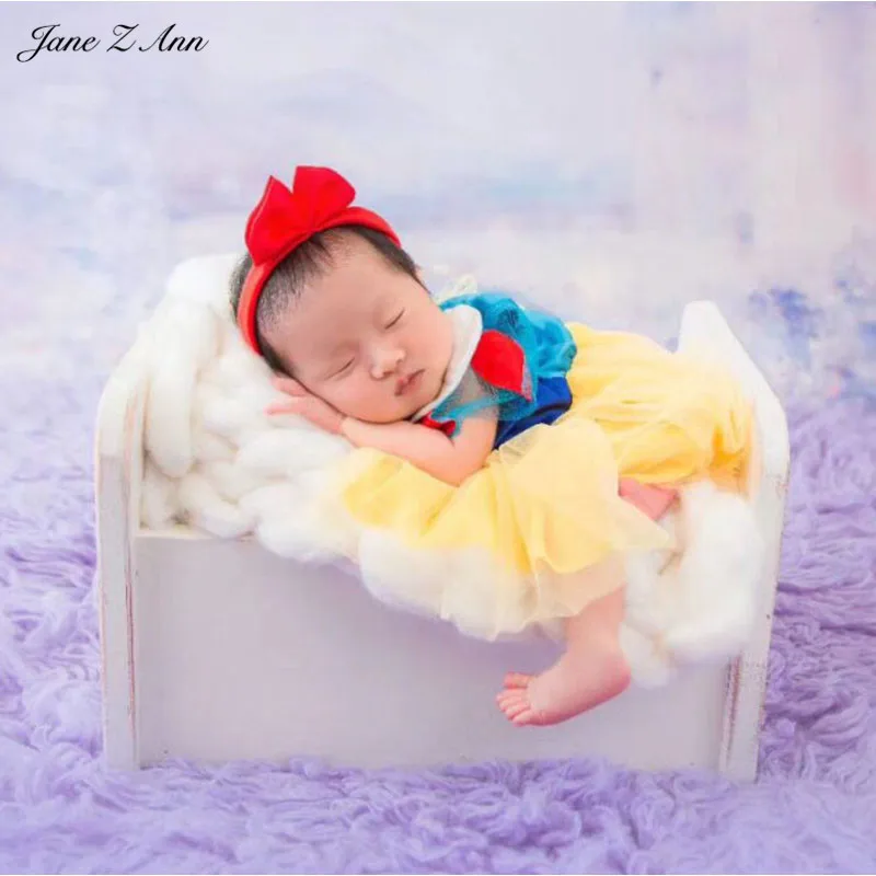 Jane Z Ann Newborn Baby Photography Props Fotografia Princess Snow White Dress+Headwear Cosplay Costume Studio Shoot Photo | Детская