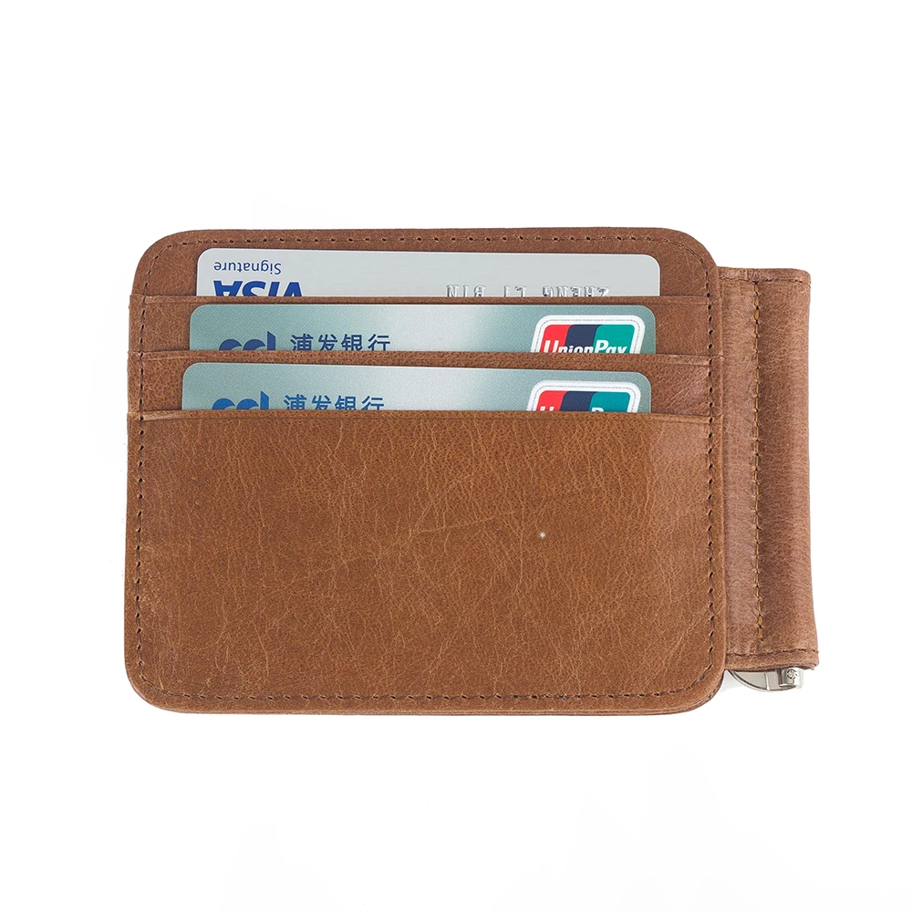 Зажим для денег кошелек мужской Для мужчин из натуральной кожи Brown12 карт кошелёк
