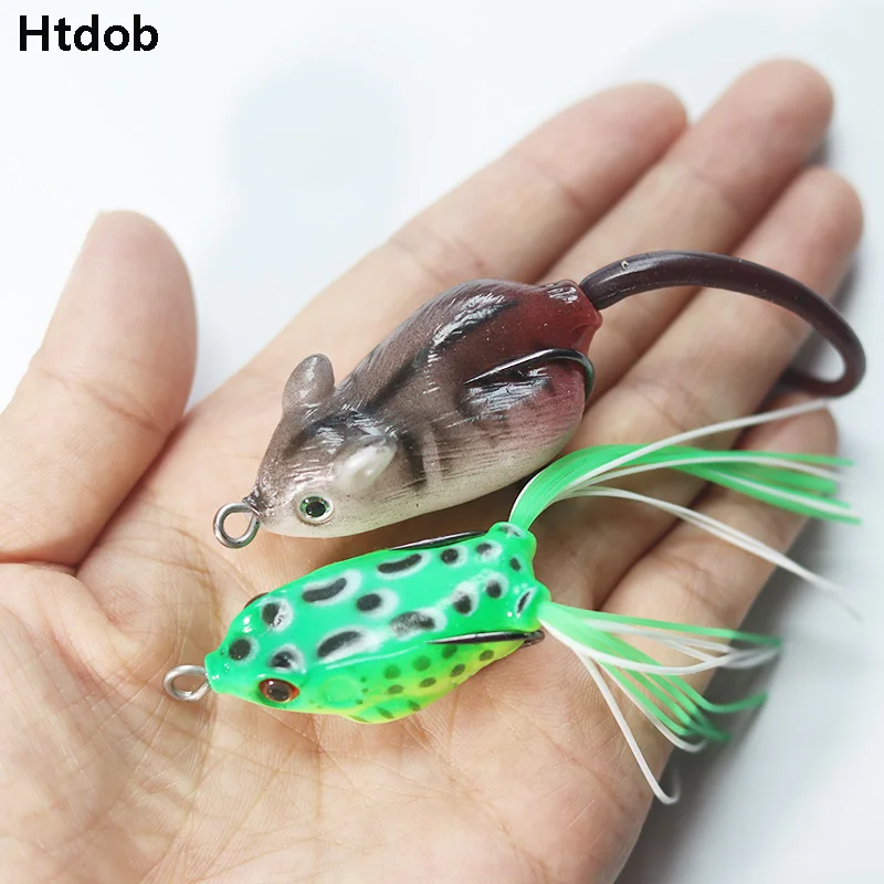 Htdob 8 шт. цветов топвотер лягушка и мышь полый корпус джиг мягкие рыболовные