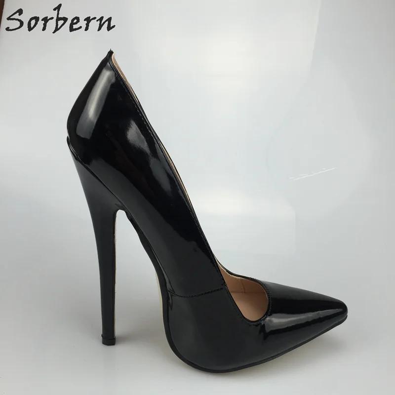 Sorbern Sexy Pink Shiny Pump 7 in Spike Heel Women Shoes Pointed Toe Slip On 18Cm Stiletto High Heels Designer Heels Customized