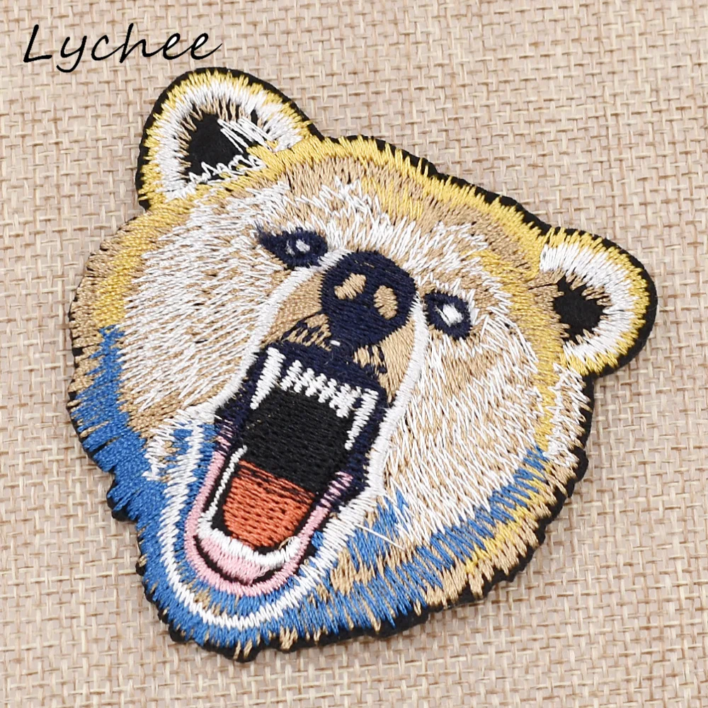 Lychee нетканые нашивки с вышивкой медведя раскручивающегося зла клейкой лентой