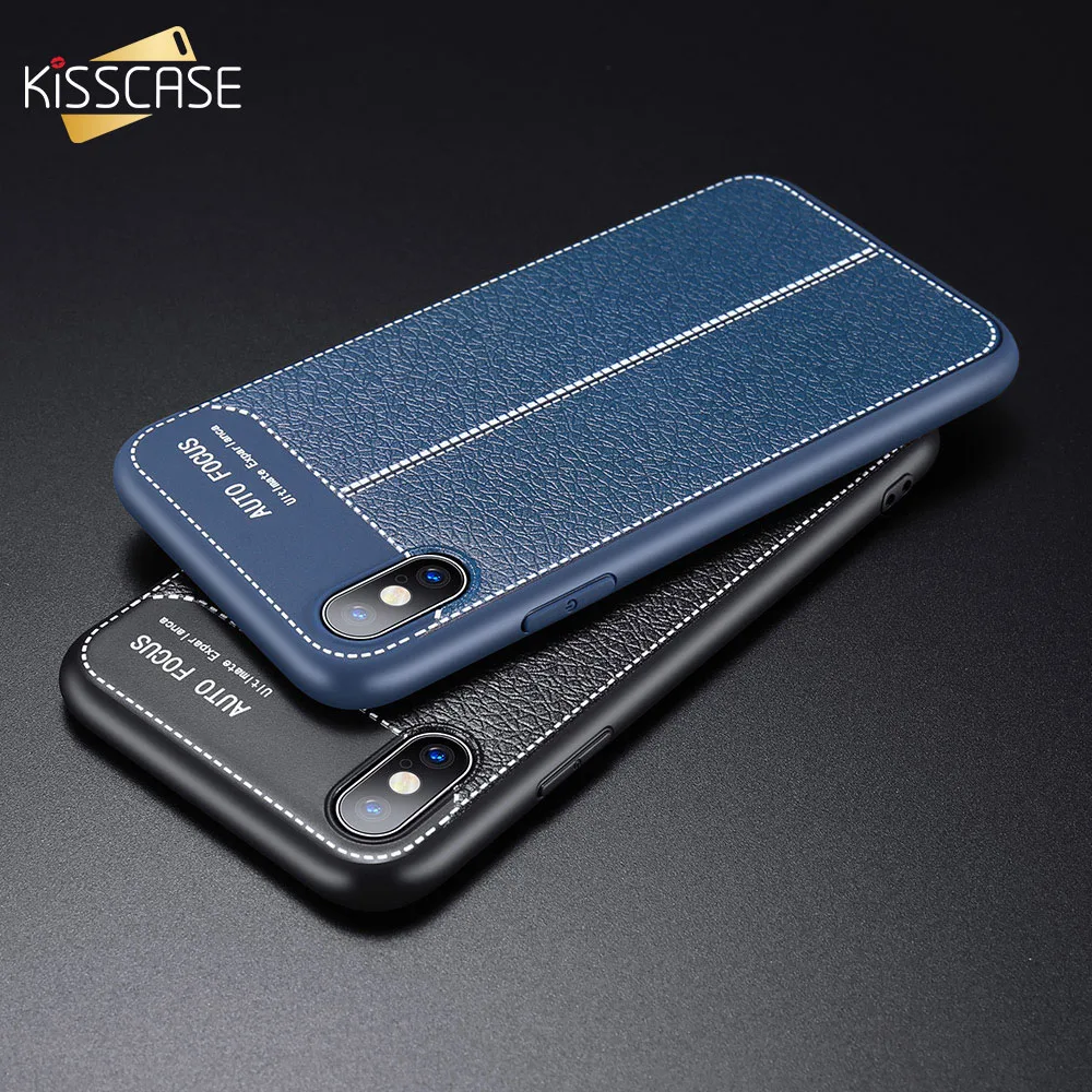 KISSCASE Business Leather Case For iPhone 7 8 6S 6 Plus X XR XS Max Ultra Thin Soft 5 5S SE Coque |