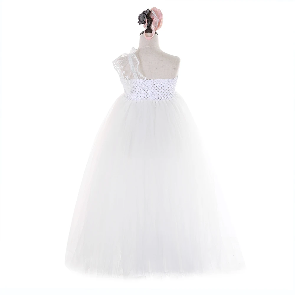 Elegant Flower Girl One Shoulder Dress for Girls Voile Tutu Kids Bridesmaid Ankle Length Party Set Baby Clothes | Детская одежда и