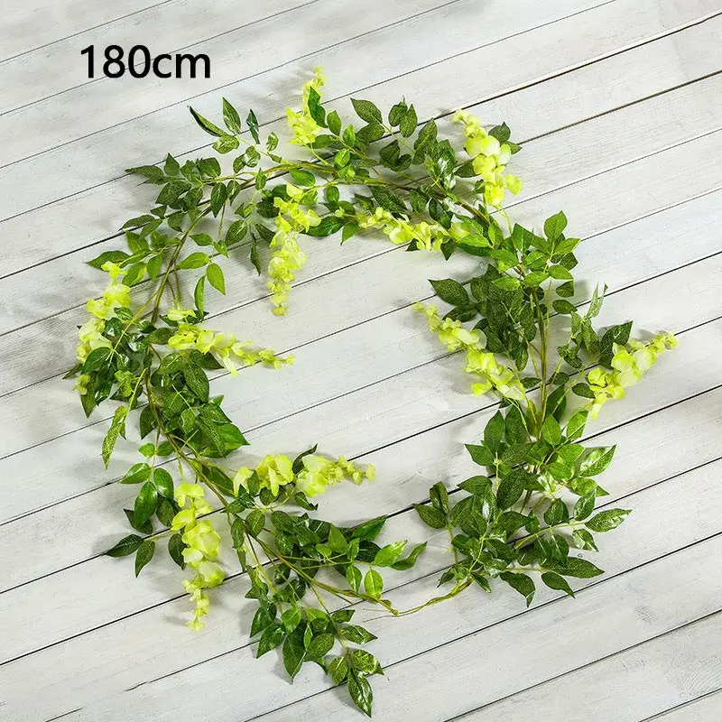 2pcs green Искусственный венок, гирлянда, шелковая Гортензия, вициния, Висячие Цветы с листьями, искусственный мех, для внешнего сада, H0045 - Цвет: 2pcs green
