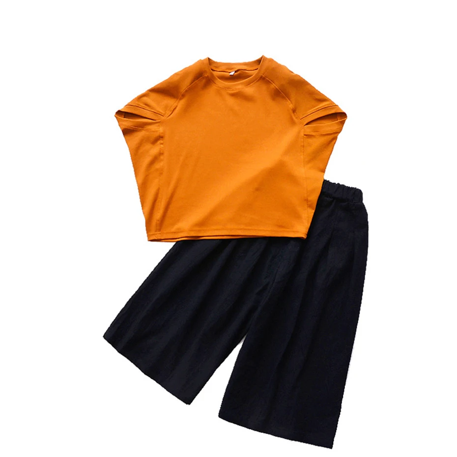Girls Clothes 2019 Soft Cotton Shirt + Shorts 2PCS Summer Girl Set Teenage Children Clothing 6 8 10 12 13 14 Year | Детская одежда и