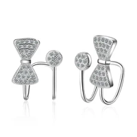 kofsac 925 sterling silver ear clip for women jewelry fashion charm bow zircon lollipop earrings girl gifts party accessories
