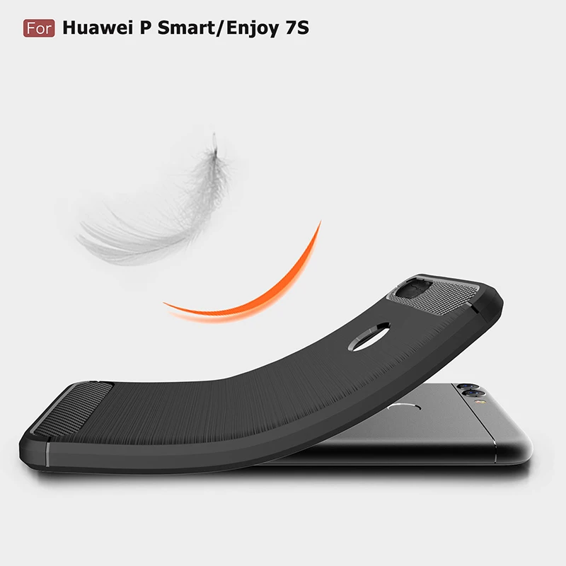 For Huawei P Smart Case Cover TPU Silicone Bumper Anti-Shock Soft Carbon Fiber Cases Smart/Enjoy 7S |