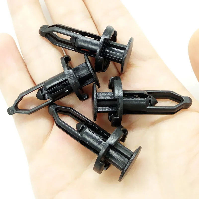 

Push-type Clamp Plastic Fastener Clips Fixed Black Decor Fender rivets Accessory Bumper 100pcs 9mm Car Automotive