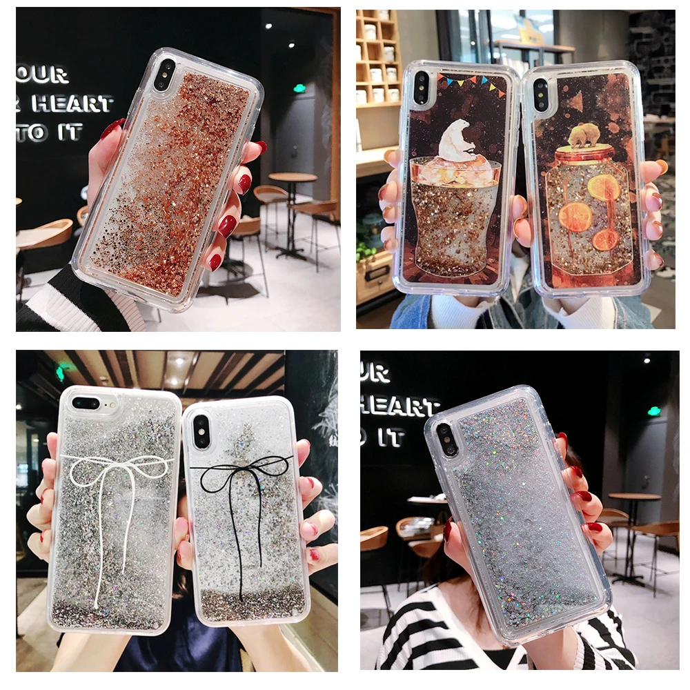 Роскошный Жидкий чехол для iPhone 8 7 7Plus с рисунком полярного медведя Блестящий