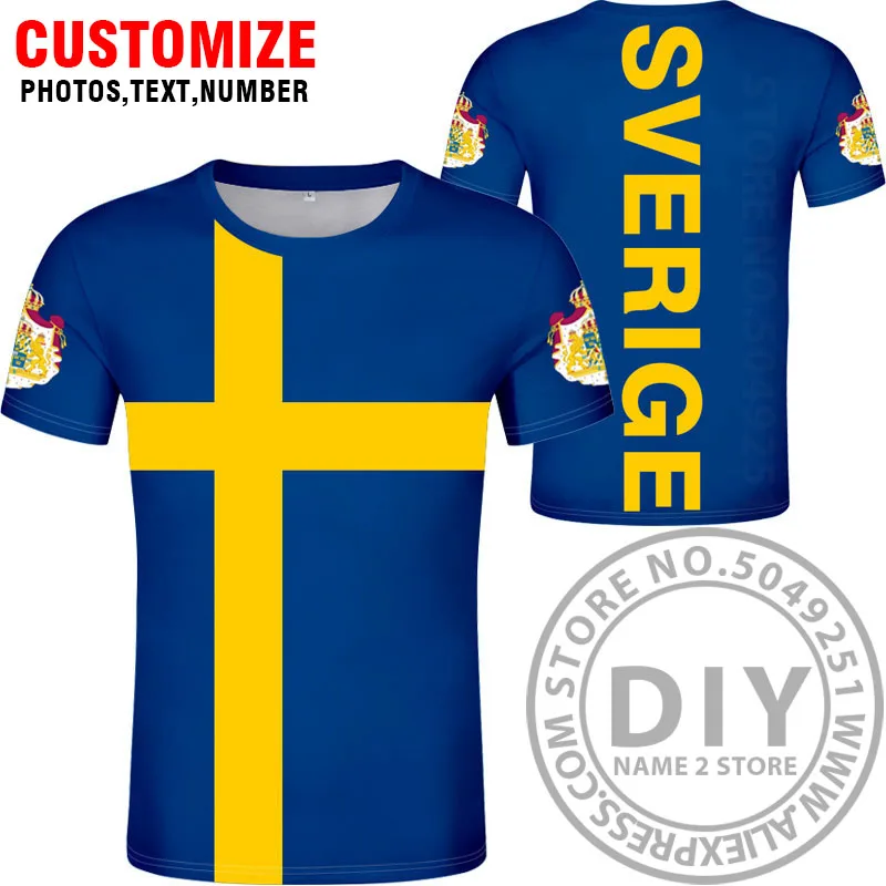Style 3 Швеция футболка diy заказ номер swe футболка Национальный флаг se sverige swede шведская страна колледж печать фото одежда - Цвет: Style 3