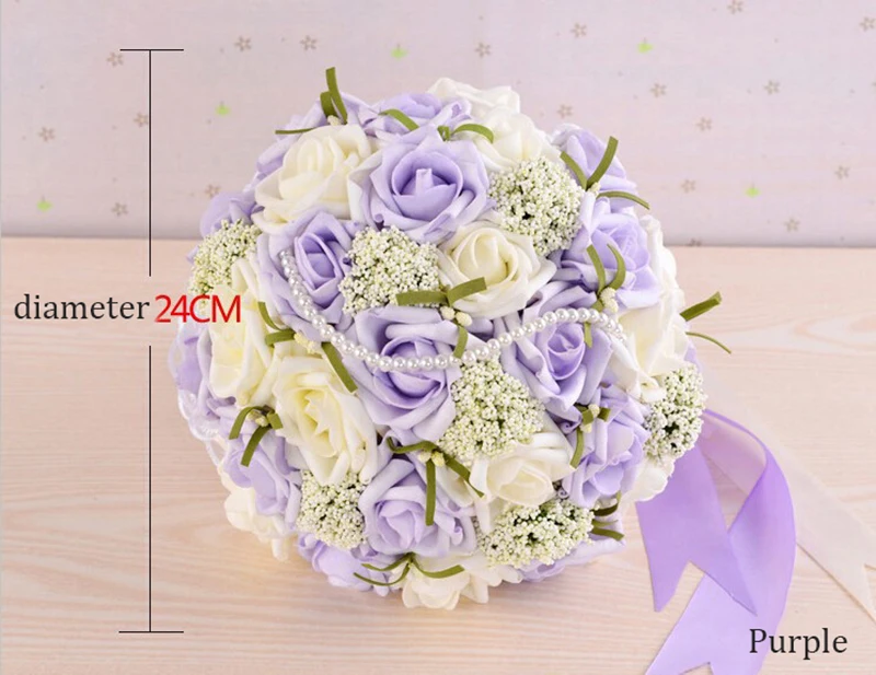 

Wedding Flowers Bridal Bouquets 24*24 cm 30 Purple Roses Woman Wedding photography props Gifts Bridesmaid Holding flowers