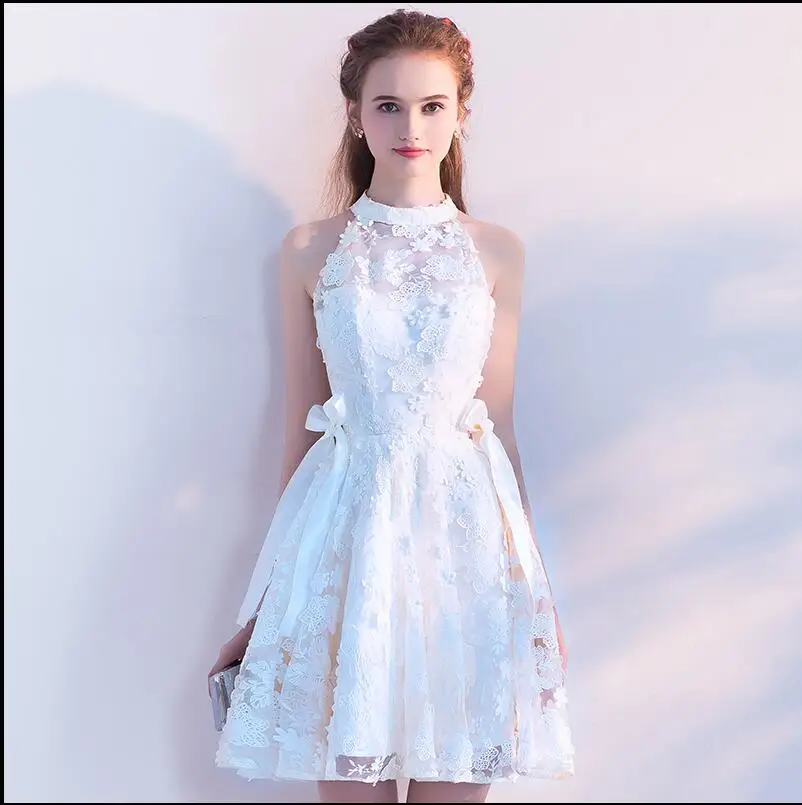 same as picture Винтажные кружевные короткие мини-Выпускные платья vestido de festa Совок галстук-лента женские вечерние платья для женщин - Цвет: same as picture