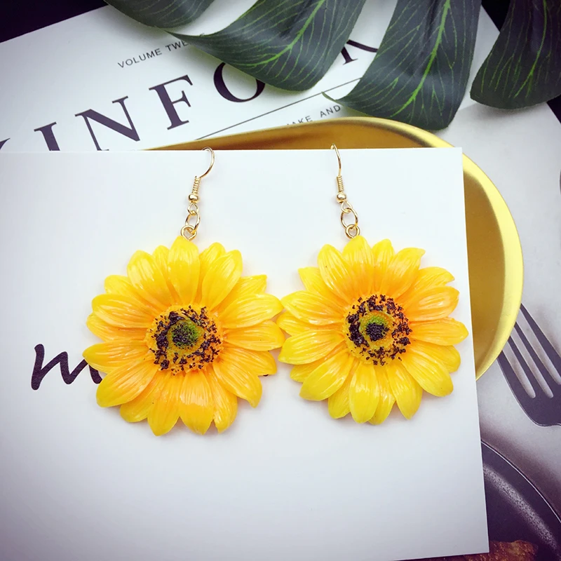 2017 новые модные акриловые серьги в виде подсолнуха большие висячие стиле бохо