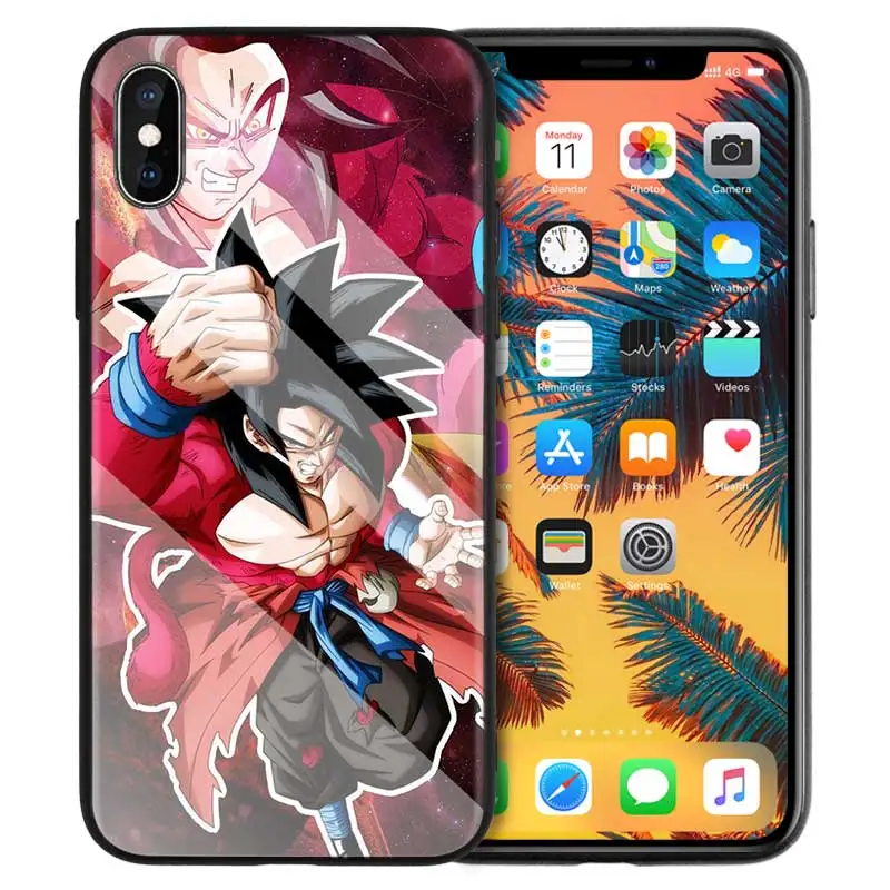 05 Чехол из закаленного стекла для iPhone 7, силиконовый чехол для iPhone 8, 6, 6 S, 11, 11 Pro, X, XR, XS MAX, Plus, Dragon Ball, Gohan, мультяшная задняя крышка - Цвет: 05