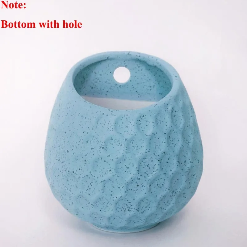 B(with hole) Креативная белая керамическая настенная ваза для улицы, гидропоника, растение, подвесной цветочный горшок, для дома, Настенное кашпо, для дома, гостиной, горшок для суккулентов - Цвет: B(with hole)