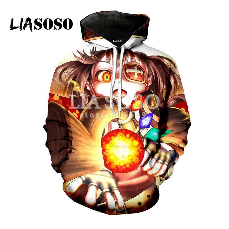 LIASOSO новый аниме Konosuba Megumin Kawaii 3D Футболка с принтом/Толстовка Hipster хорошее