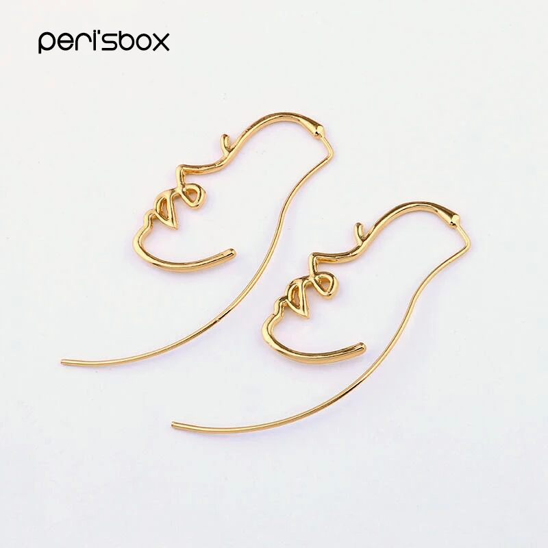 Peri'sBox Винтажные серьги золотого цвета с профилем символов для женщин