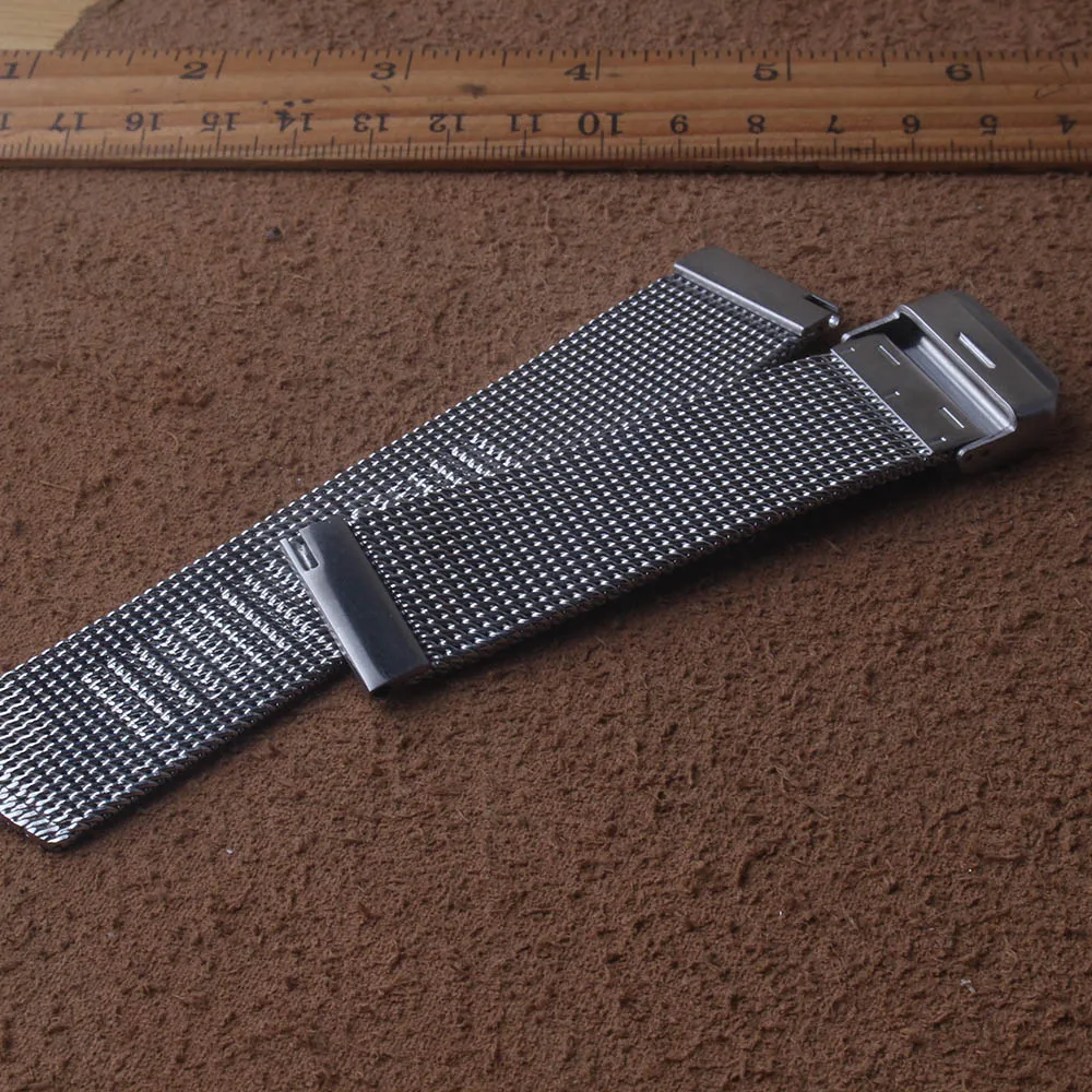 Сетчатый ремешок для умных часов из нержавеющей стали 18 мм 20 21 22 24 серебристый