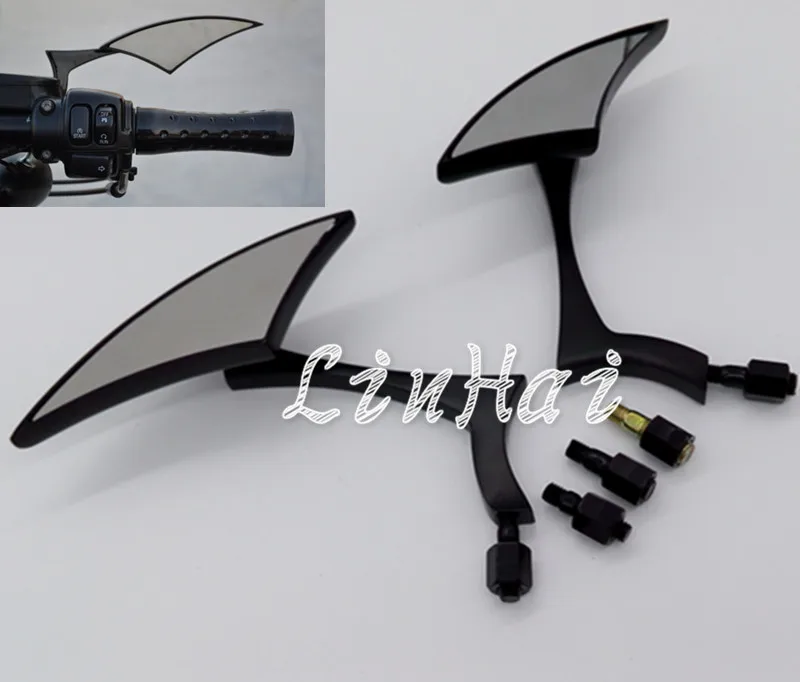 Универсальный мотоцикл черный алюминиевый конец треугольник боковые зеркала
