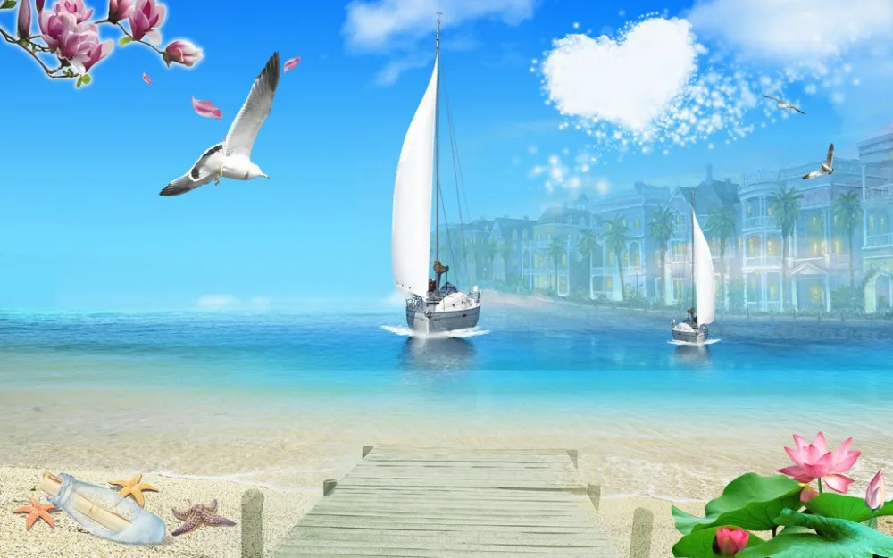 Шторы для детской комнаты на заказ 3D морской пейзаж оконные шторы постельных