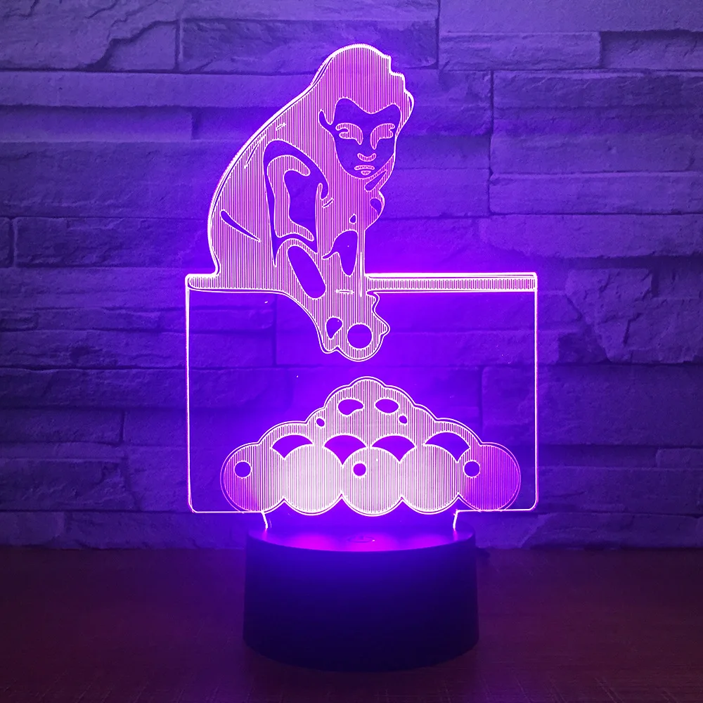 Бильярдная игра 3D 7 цветов лампа визуальные Светодиодные ночные светильники для