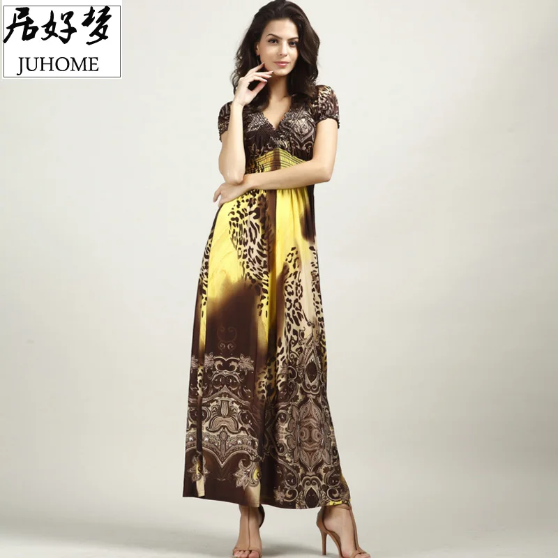 Женское длинное летнее платье туника с V образным вырезом|vestidos plus|plus size maxiplus maxi dress