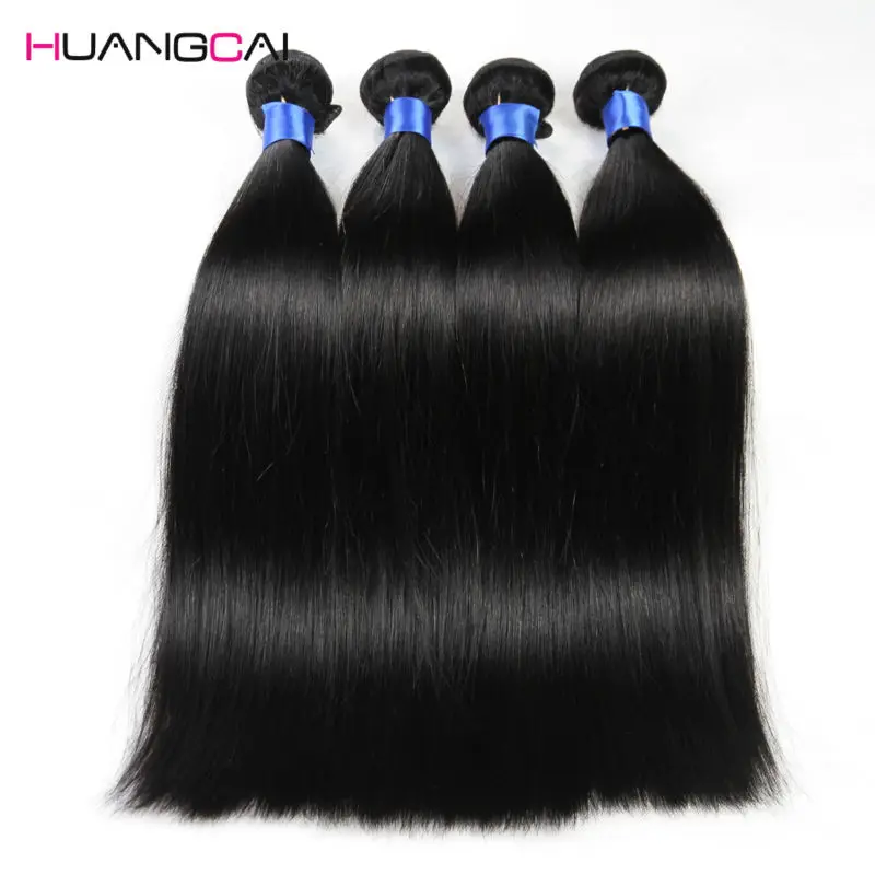 Бразильские волосы прямые 4 Связки HuangCai волос продукты человеческих Weave Необработанные бразильского не