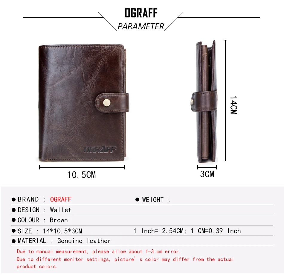 Мужской кошелек OGRAFF из натуральной кожи для мужчин Обложка паспорта мужской