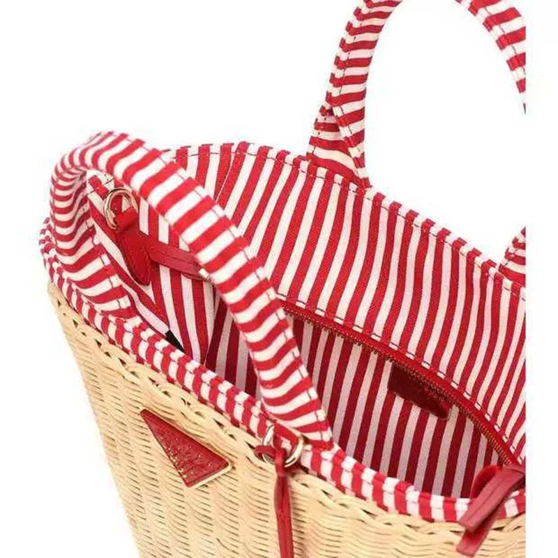 Women's bag luxury handbags rattan Straw crossbody bags for women Genuine Leather beach basket bags original brand designer