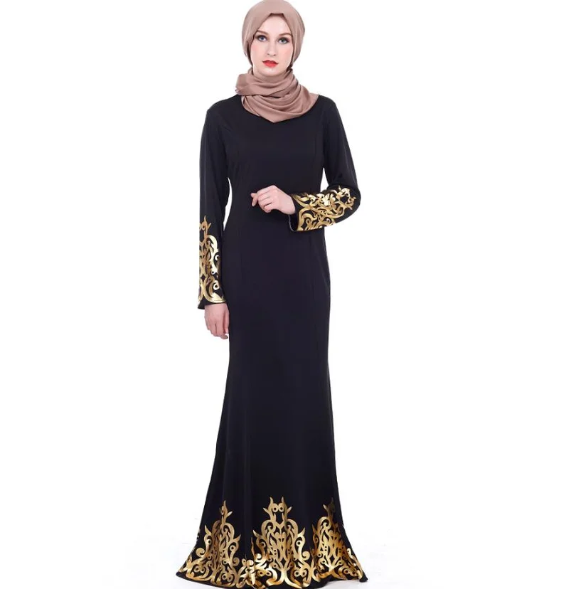 Muslim Adult Hot stamping Robe Musulmane Turkish Dubai Fashion printed Abaya Dress Arab Worship Service | Тематическая одежда и