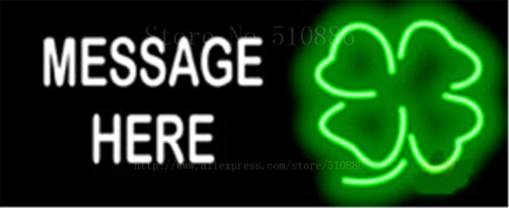 Custom Message четырехлистная неоновая вывеска Настоящая стеклянная пивная бар