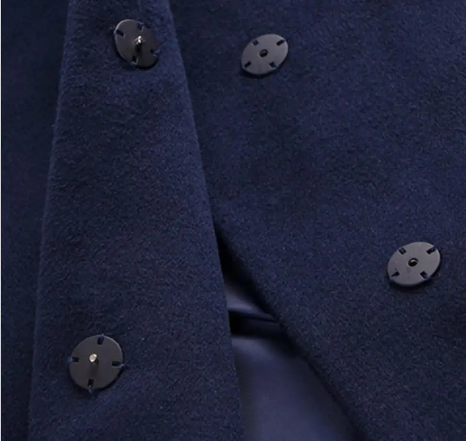 

2020 winter fashion Women thicken Slim Double-sided Cashmere Woolen Jacket Long Dark Blue Women Coat