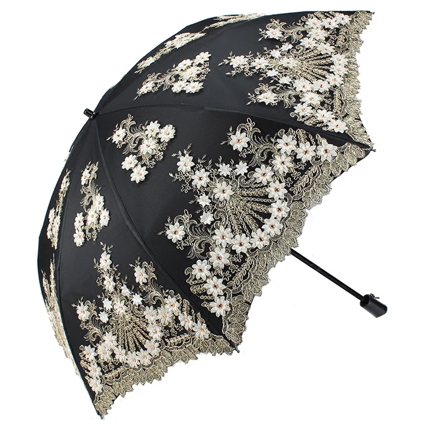 Двойной солнцезащитный Зонт с УФ защитой кружевной зонт цветочной вышивкой мини