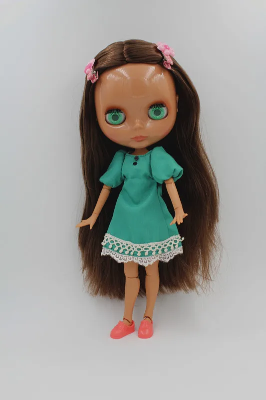 Blygirl Blyth doll black skin joint body dolls 19 joints brown curly hair The hand can be rotated | Игрушки и хобби