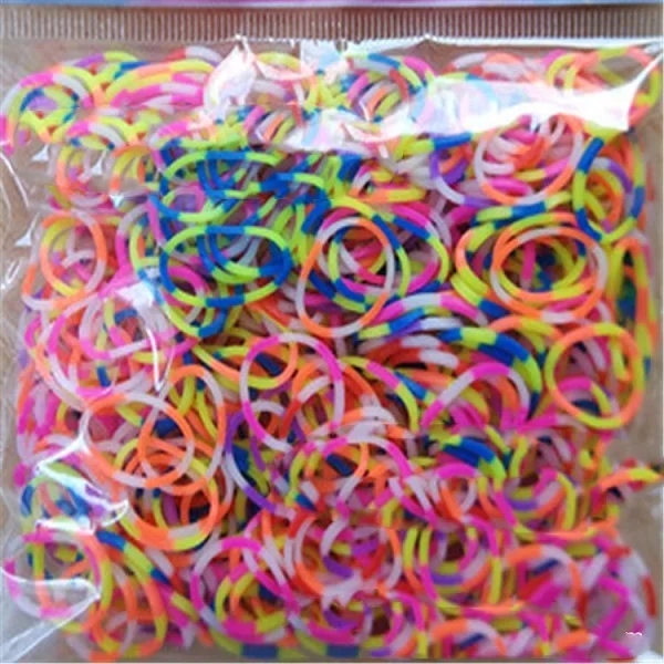 Double color mixing 600 шт эластичные разноцветные резиновые ткацкие браслеты крючок для браслетов DIY детский игрушечный браслет домашний браслет для женщин - Окраска металла: Double color mixing