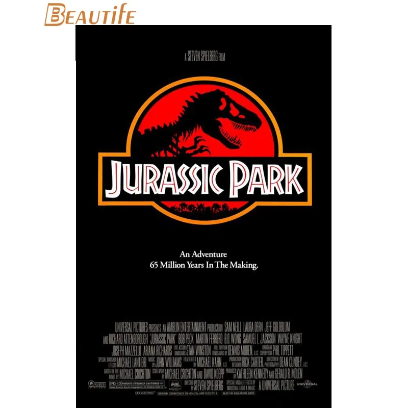 Новинка футболка с принтом Jurassic Park плакат ткань Шелковый украшения дома