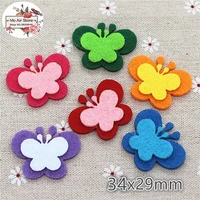 34x29mm non woven patches butterfly two double felt appliques for clothes sewing supplies diy craft ornament