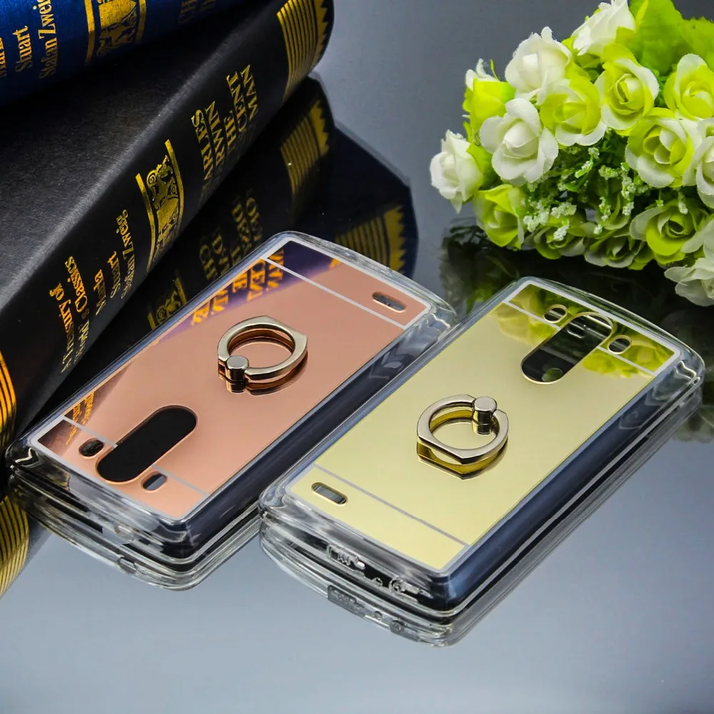 Роскошная мягкая задняя крышка для TPU LG V10 V20 G3 G4 G5 G6 Зеркало чехол телефона кольцо