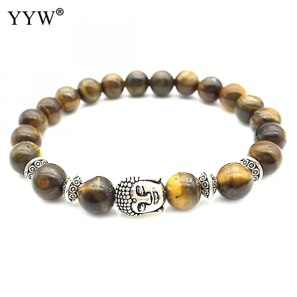8mm Natural Stone Bracelets Jewelry Round Wrist Mala Aventurine Rose Tiger Eye Lave Quartz Prayer Buddhist Bracelet Unisex | Украшения и