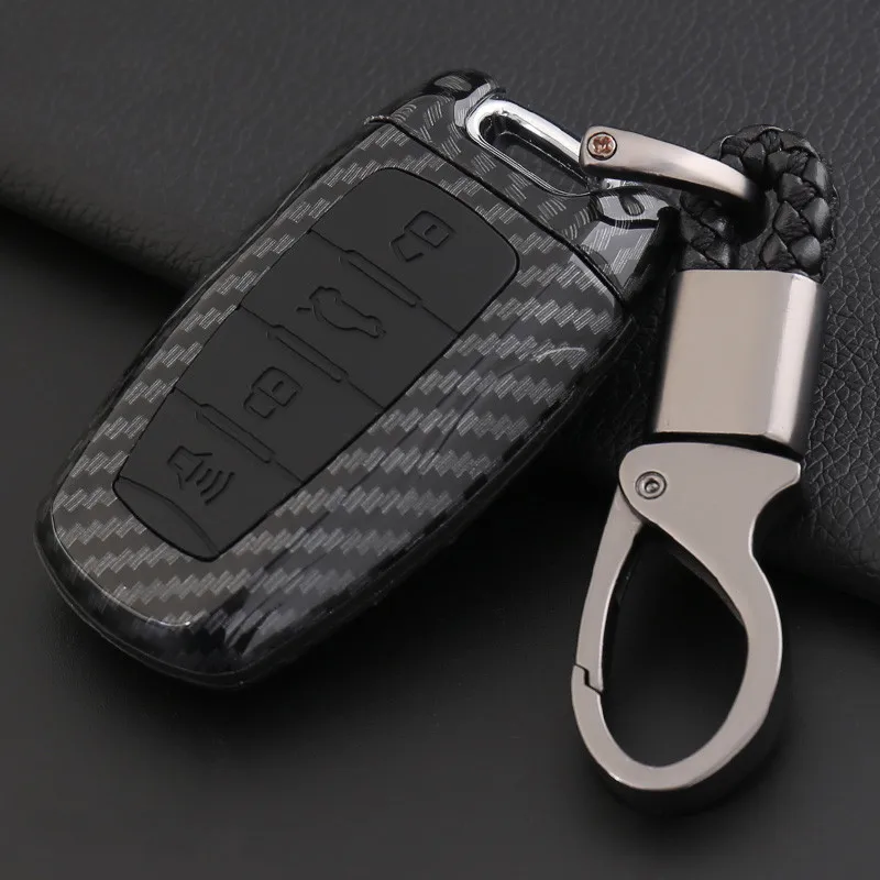 Carbon Fibre Black Брелок для ключей, чехол для ключей Great wall HAVAL H6 Coupe H7 H9 H1 H2 кольцо для ключей брелок для ключей, автомобильные аксессуары - Название цвета: Carbon Fibre Black
