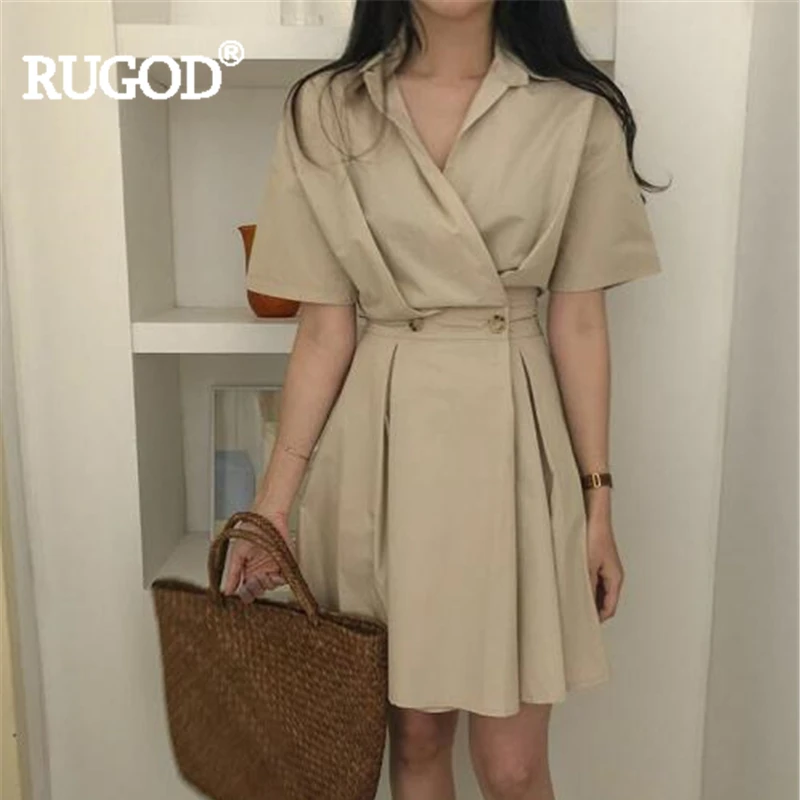 Женское плиссированное платье RUGOD однотонное облегающее повседневное офисное с