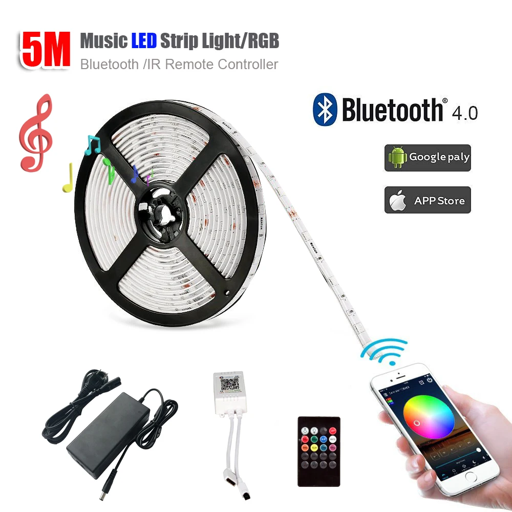 Умный пон Bluetooth APP RGB 5050 Светодиодные ленты света светодиодный свет
