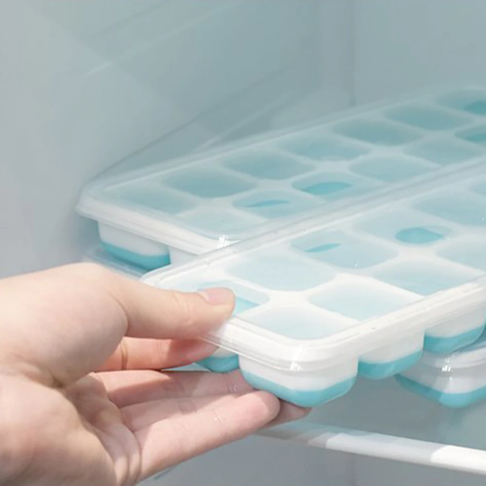 4 шт. Ice поднос для льда Силиконовые прямоугольные формы коробка хранения с не