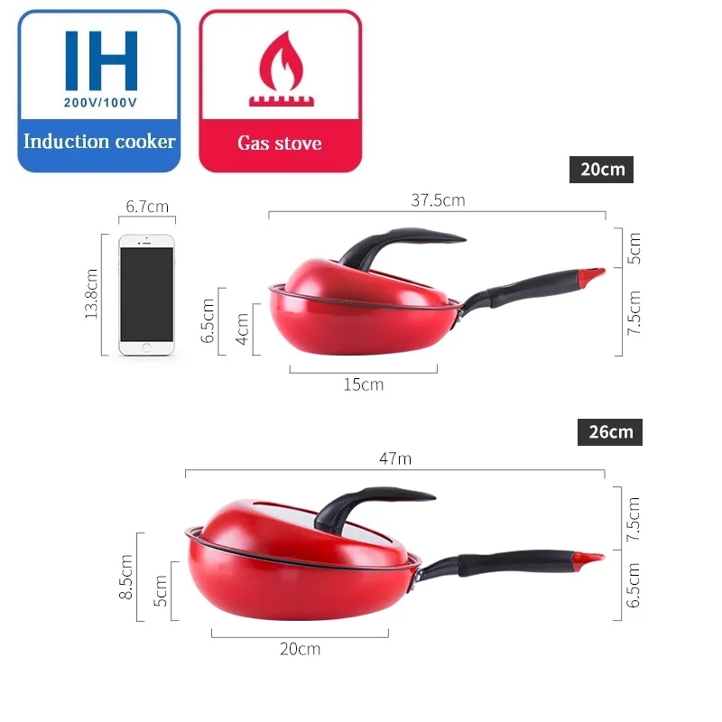 20 см профессиональная сковородка для быстрой жарки антипригарная усиленная