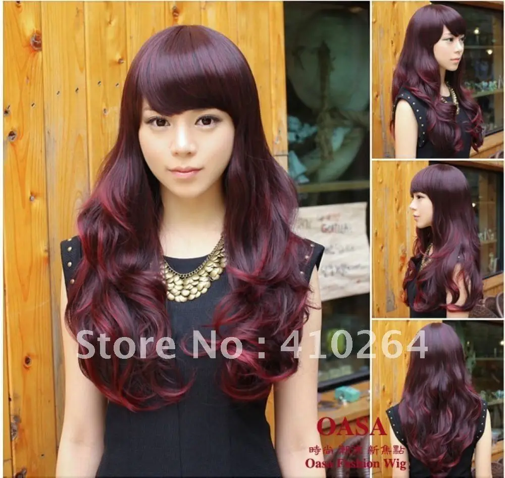 shun 2012 womens girls Long Curly Wavy Women Full synthetic hair wigs |