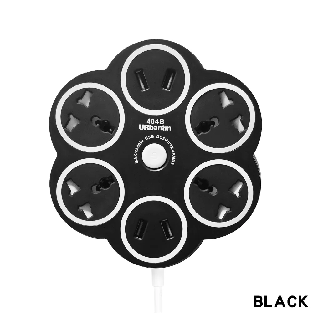 404B BLACK Urbantin USB силовая полоса умная вилка Быстрая зарядка USB Универсальная Розетка с EU UK AU US вилка мульти штепсельная силовая полоса - Цвет: 404B BLACK