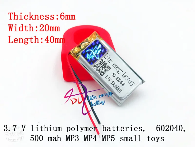 3 7 V 500mAh 602040 литий-полимерный Li-Po литий-ионный аккумулятор Mp3 MP4 MP5 GPS Мобильный bluetooth