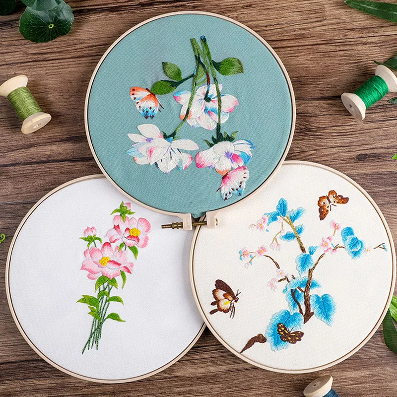 Chinese DIY Embroidery Kit with Hoop Flowers Patterns Cross Stitch Kits Handmade Crafts Sewing Supplies Needlework Set | Дом и сад