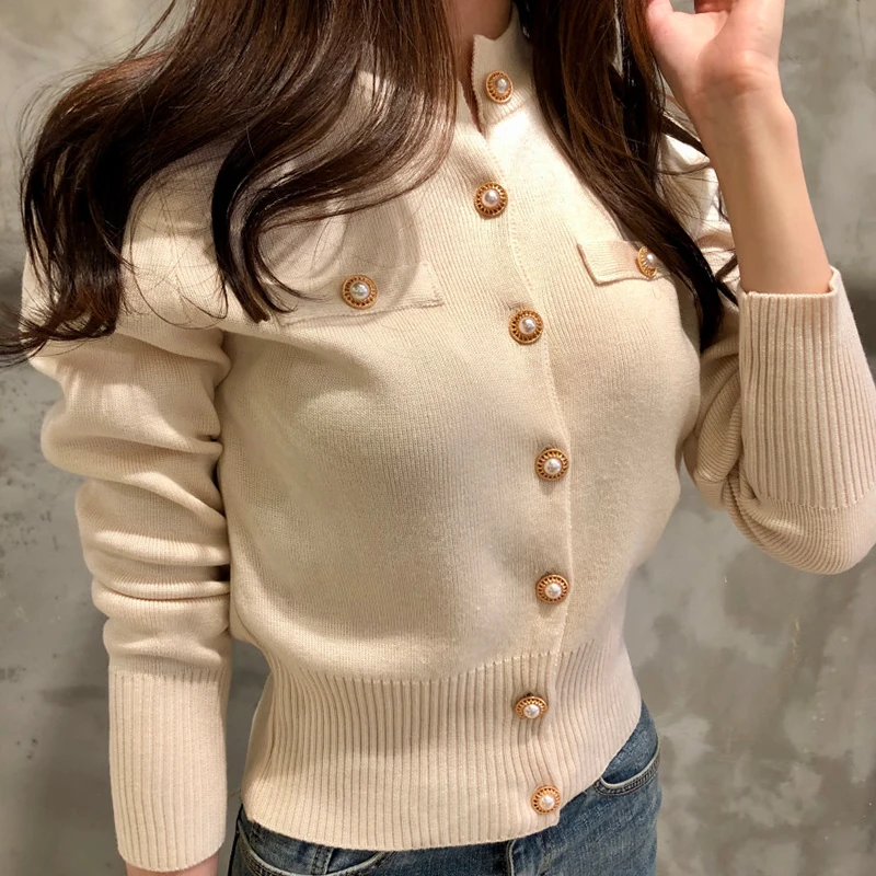 New Arrival 2019 Spring &amp Autumn Women Knitted Cardigan Cotton Sweater Coat O-neck Solid Slim Jacket Female XL-4XL 0112-49 |